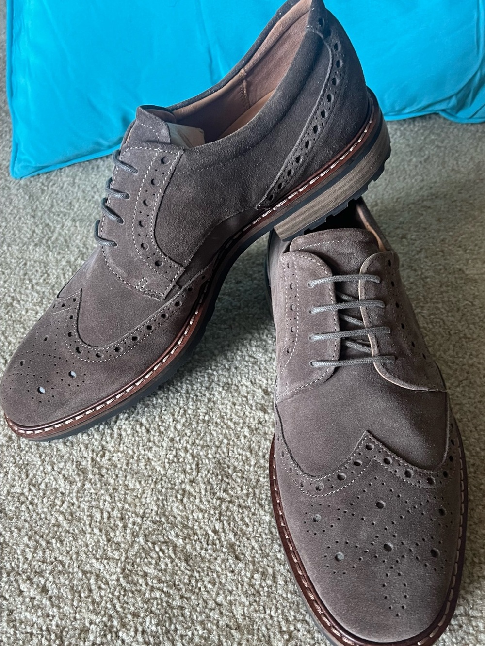 Ecco Brown Suede Wingtip Oxfords